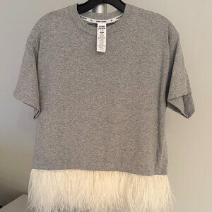 NWOT Opening Ceremony Ostrich Feather Tee, Size: XS/S